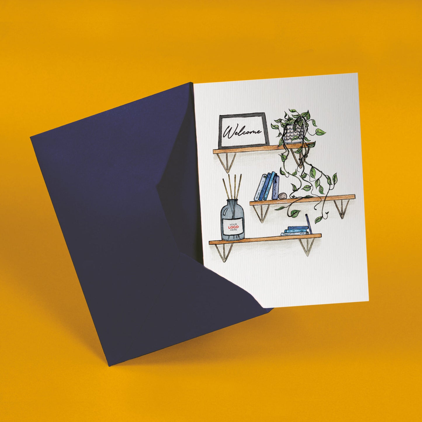 ‘Shelves’ Personalised Corporate Branded Financial Greeting Cards image 2