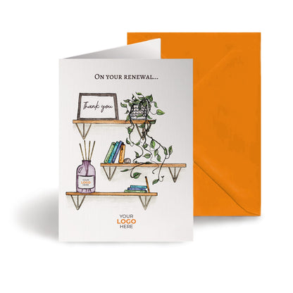 ‘Shelves’ Personalised Corporate Branded Renewal Greeting Cards image 0