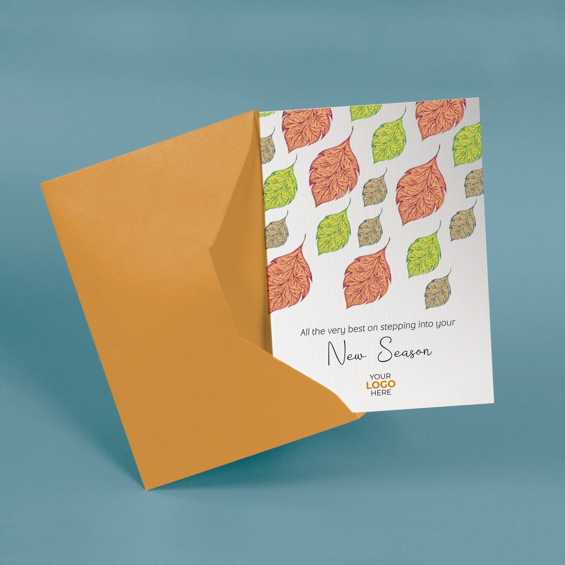 ‘Falling Leaves’ Personalised Corporate Branded New Job Greeting Cards image 2