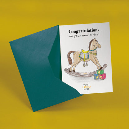 ‘Rocking Horse’ Personalised Corporate Branded Maternity/Paternity Greeting Cards image 2