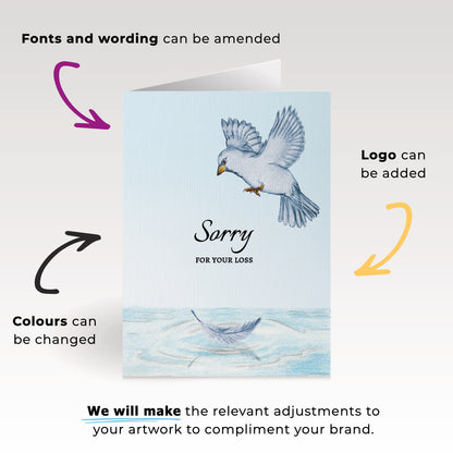 ‘Bird Hovering’ Personalised Corporate Branded Sympathy Greeting Cards image 1