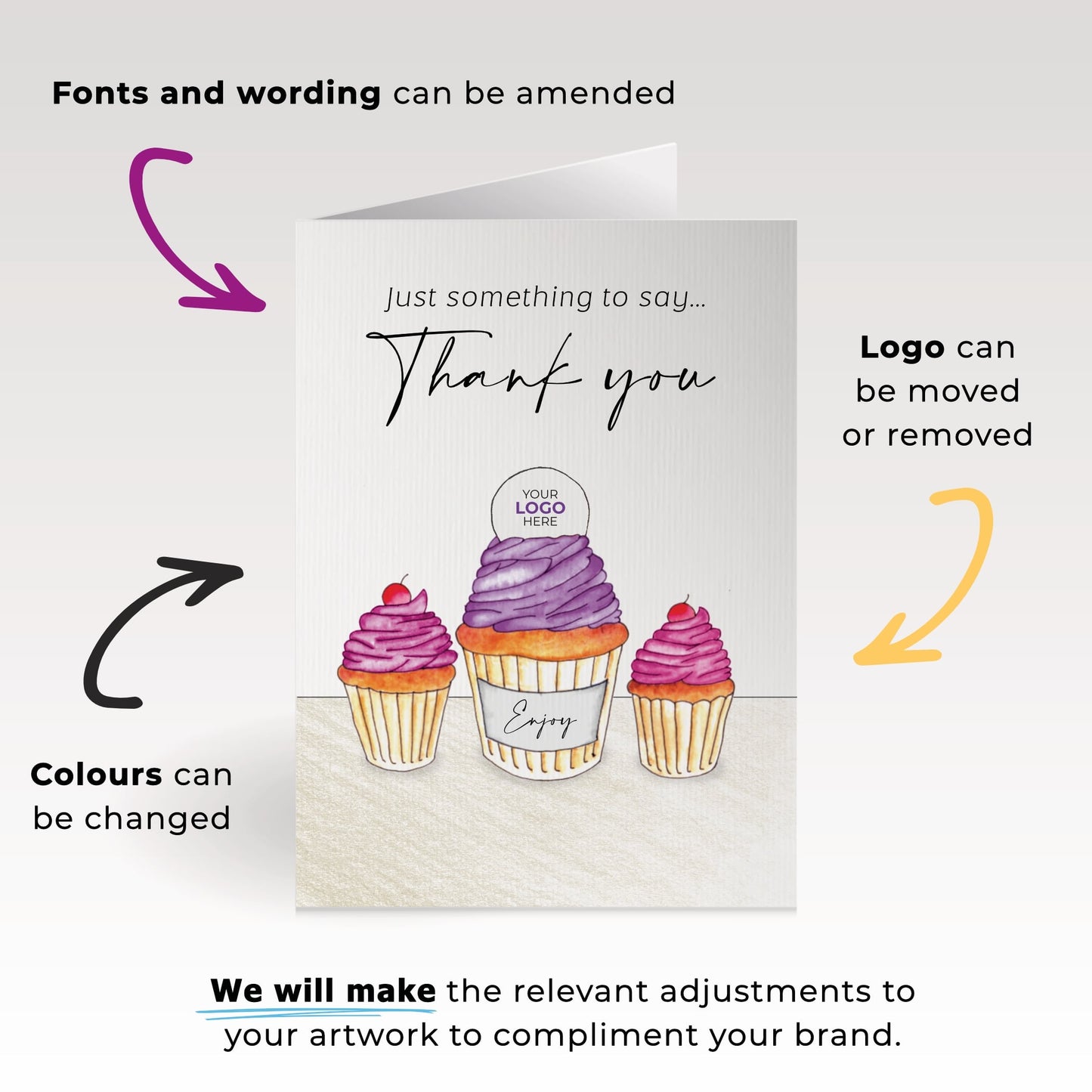 ‘Three Cupcakes’ Business Thank You Cards image 1