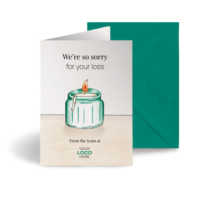‘Single Candle’ Personalised Corporate Branded Sympathy Greeting Cards image 0