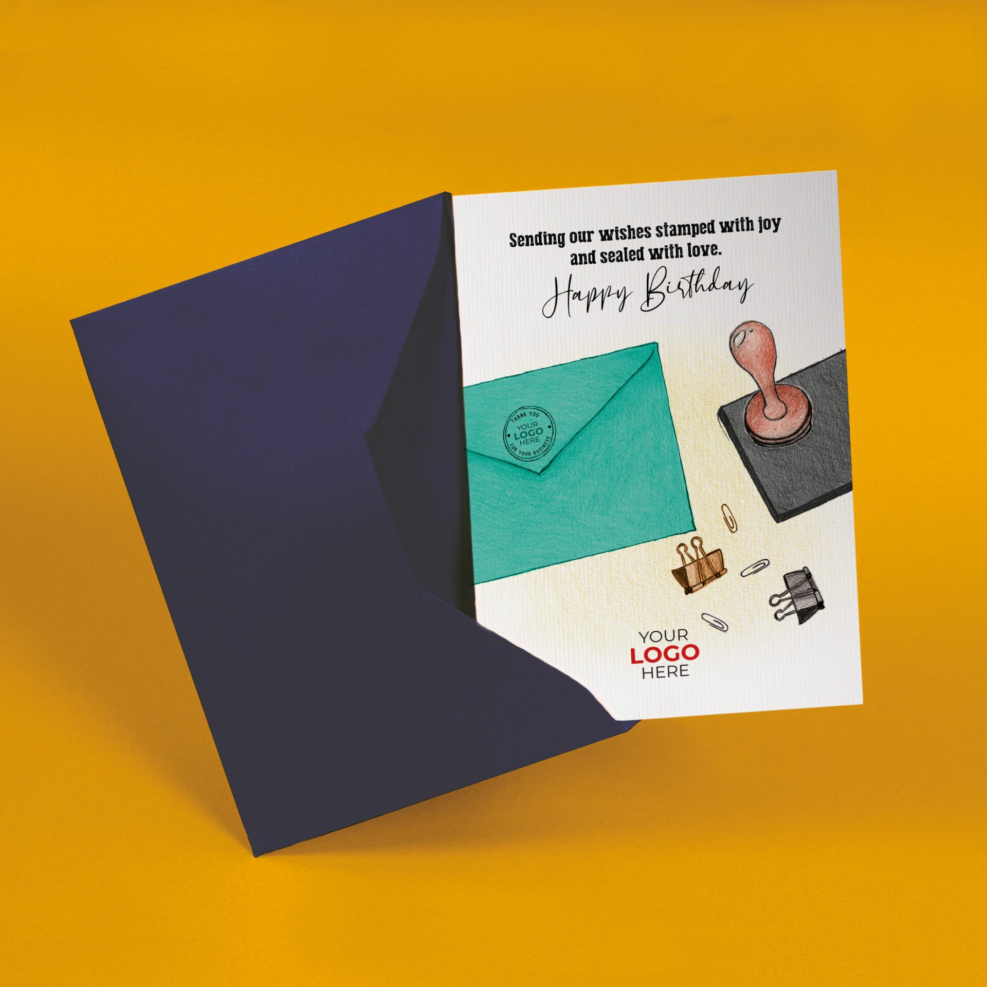 ‘Happy Birthday Stamped Envelope’ Personalised Corporate Branded Birthday Greeting Cards image 2