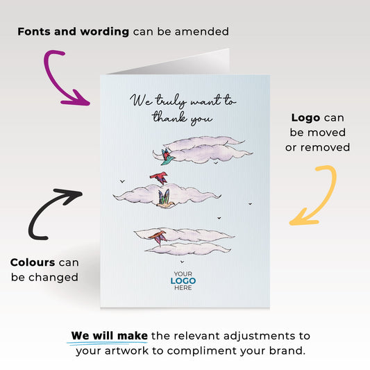 ‘Birds in Clouds’ Business Thank You Cards image 1