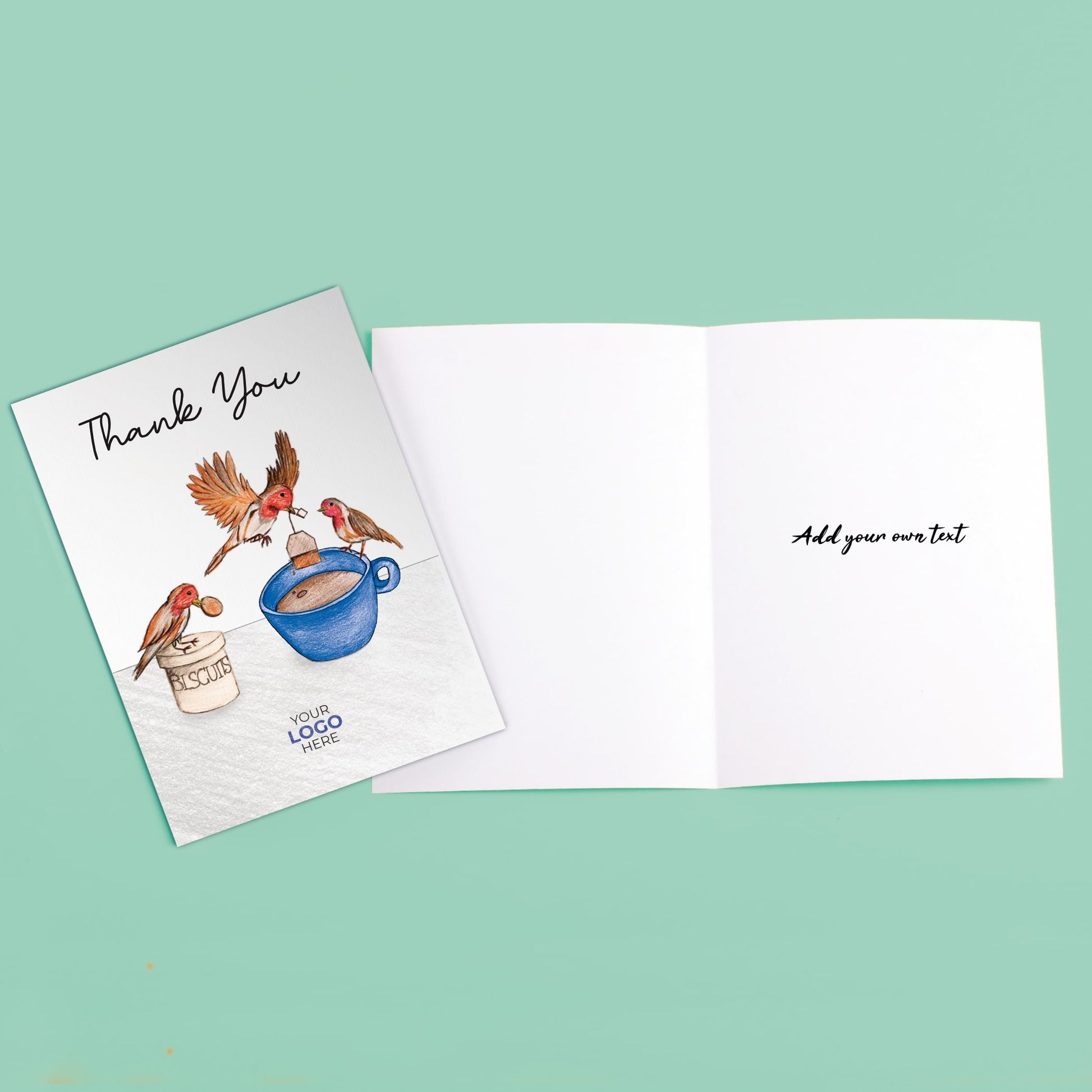 ‘Birds Making Tea’ Business Thank You Cards image 3