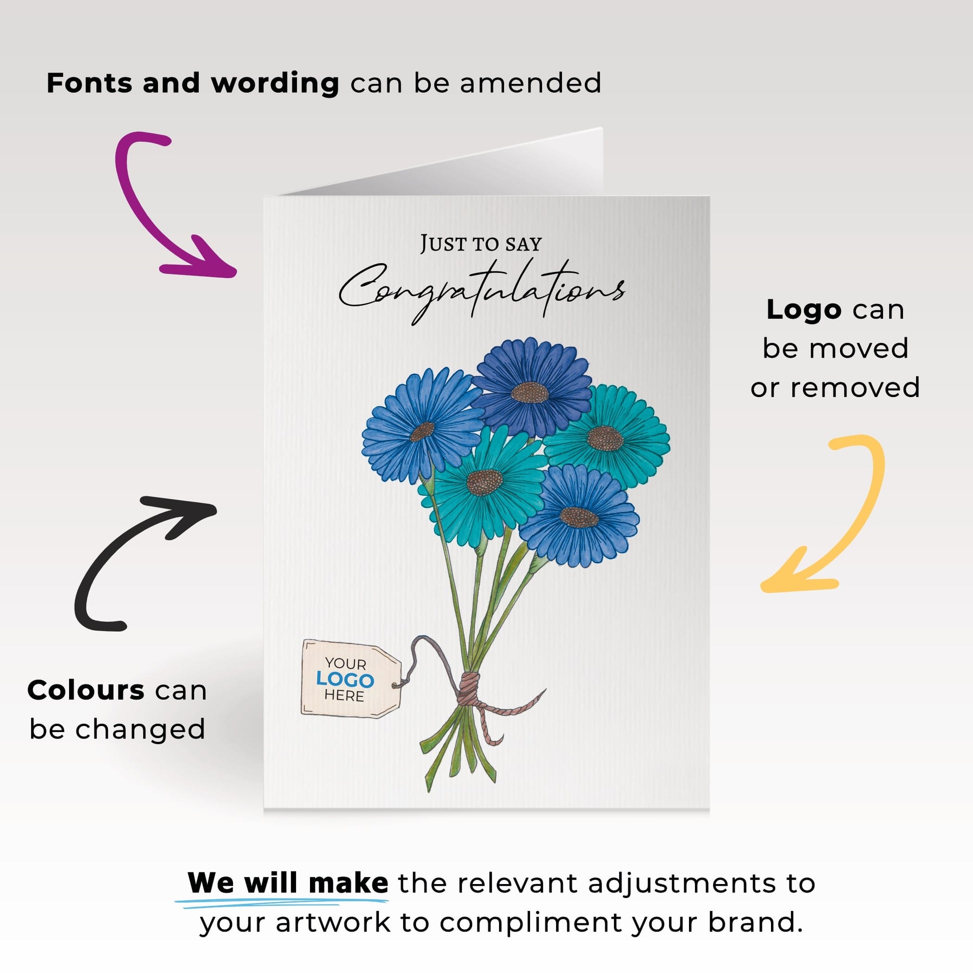 ‘Bunch of Flowers’ Congratulations Company Greeting Cards image 3