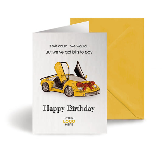 ‘Car with a Bow’ Personalised Corporate Branded Automotive Greeting Cards image 0