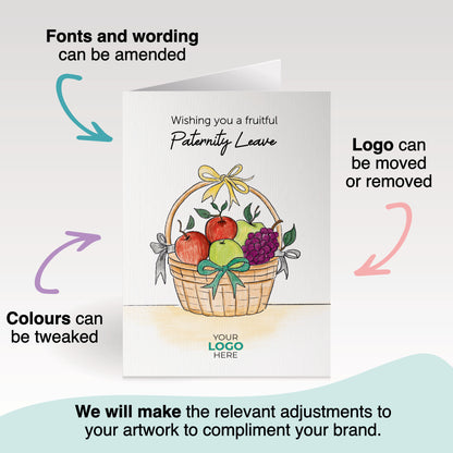 ‘Fruit Gift Basket' Personalised Corporate Branded Maternity/Paternity Greeting Cards image 2