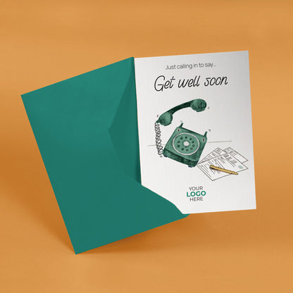 ‘Phone Calling’ Personalised Corporate Branded Health Care Greeting Cards image 2