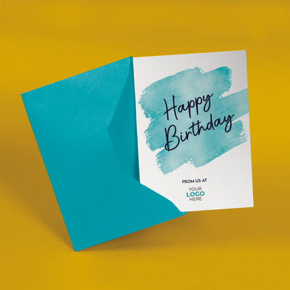‘Coloured Swipe’ Personalised Corporate Branded Birthday Greeting Cards image 2