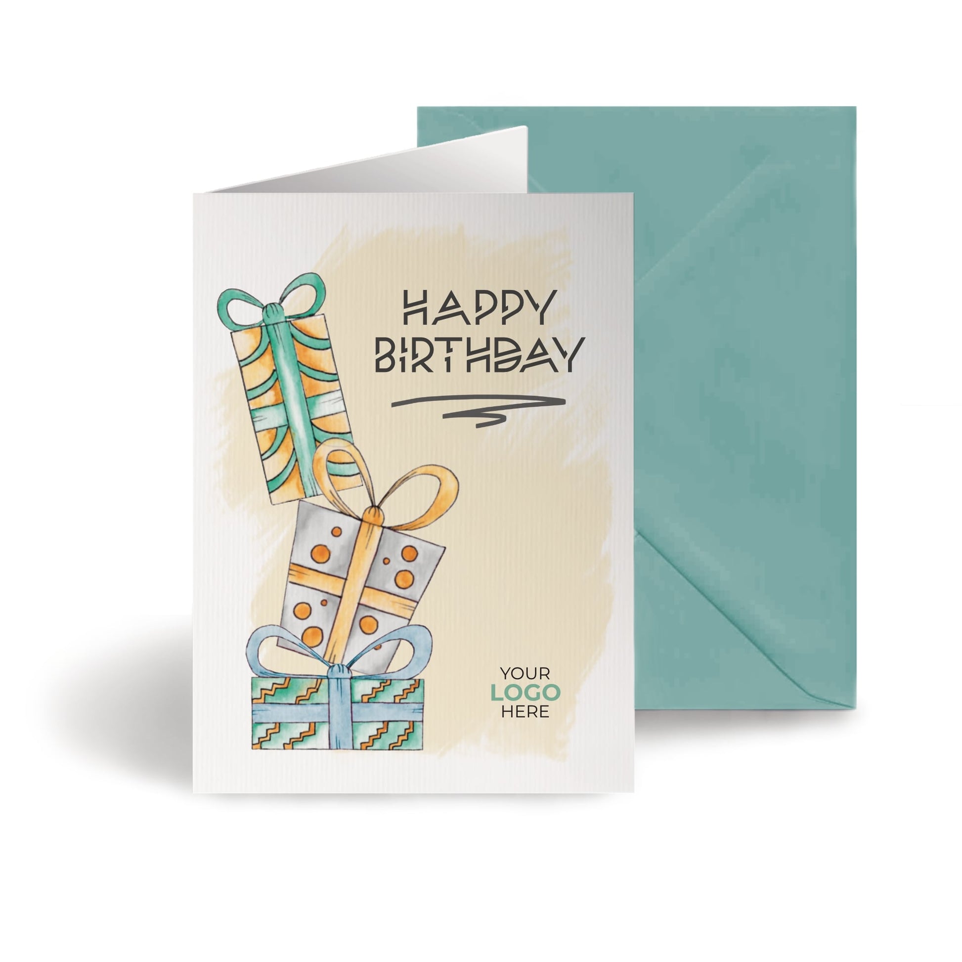‘Pile of Presents’ Personalised Corporate Branded Birthday Greeting Cards image 0