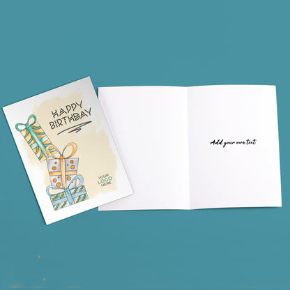 ‘Pile of Presents’ Personalised Corporate Branded Birthday Greeting Cards image 2