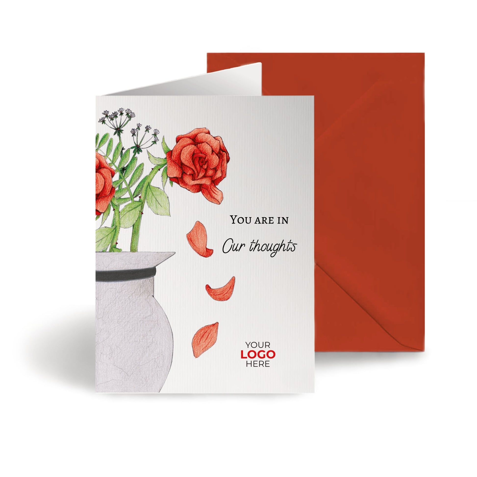 ‘Falling Petals’ Personalised Corporate Branded Thinking of You Greeting Cards image 0