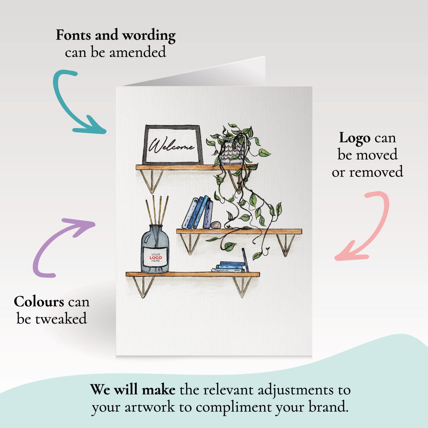 ‘Shelves’ Personalised Corporate Branded Financial Greeting Cards image 1