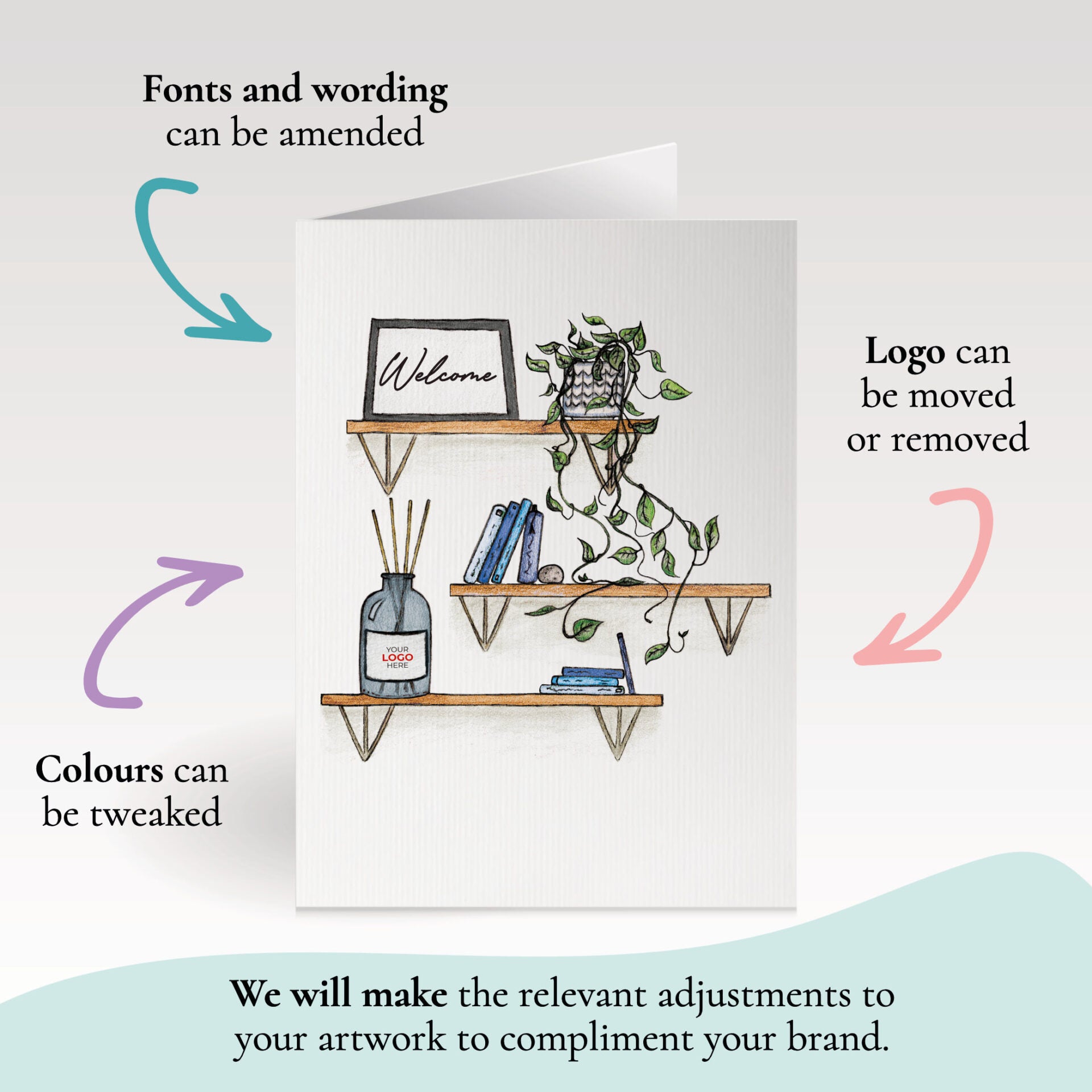 ‘Shelves’ Personalised Corporate Branded Financial Greeting Cards image 1