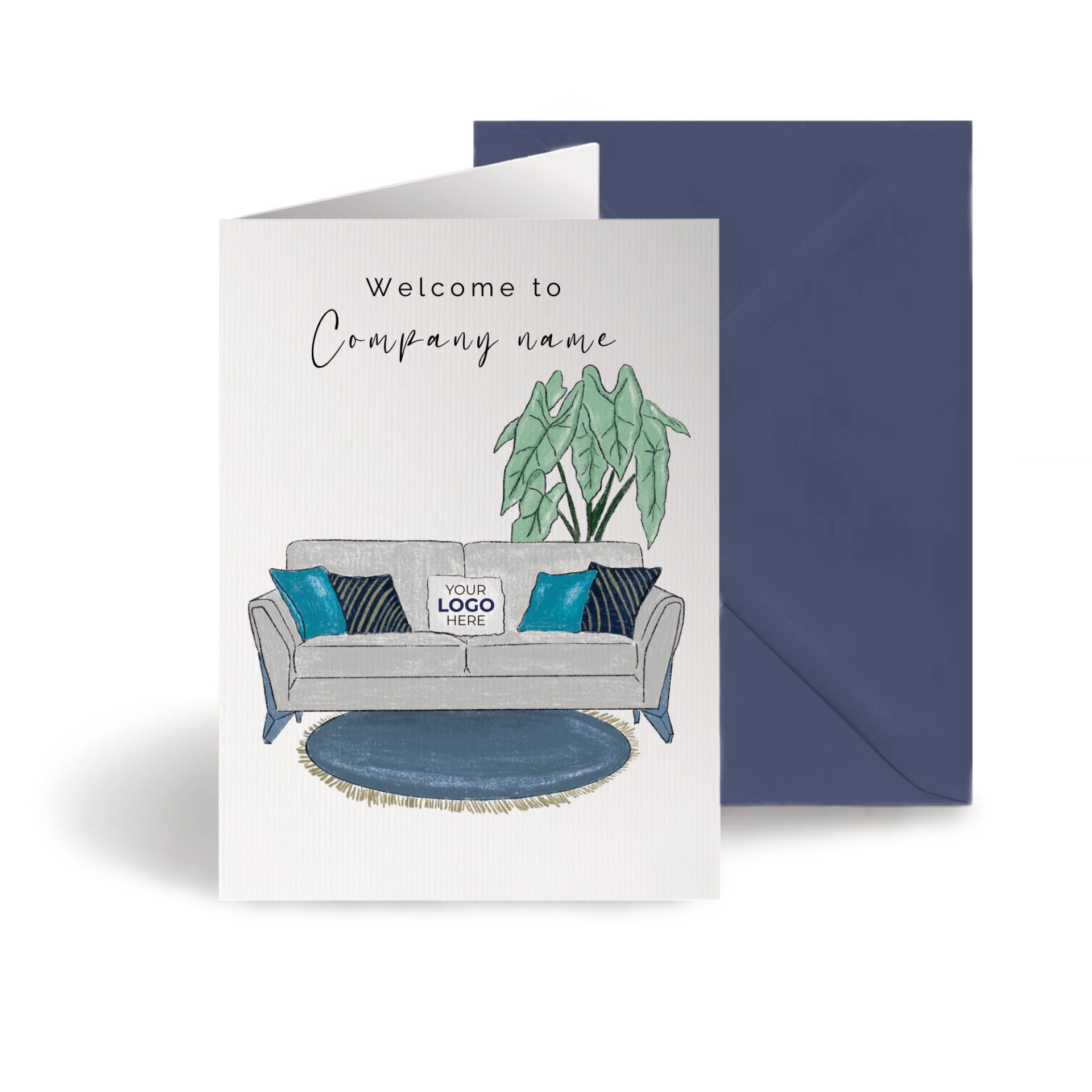 ‘Luxury Sofa’ Personalised Corporate Branded Welcome Greeting Cards image 0