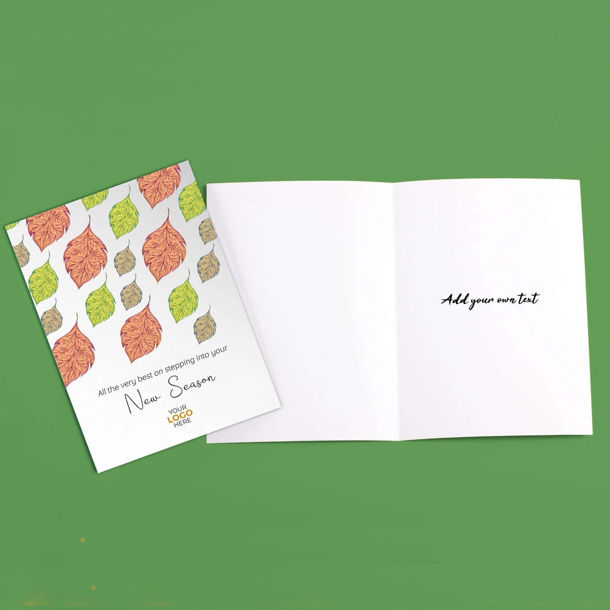 ‘Falling Leaves’ Personalised Corporate Branded New Job Greeting Cards image 3
