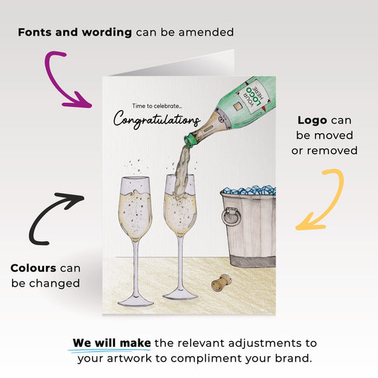 ‘Pouring Champagne’ Congratulations Company Greeting Cards image 1