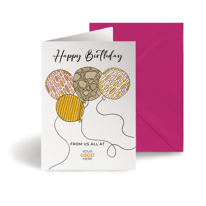 ‘Large Balloons’ Personalised Corporate Branded Birthday Greeting Cards image 0