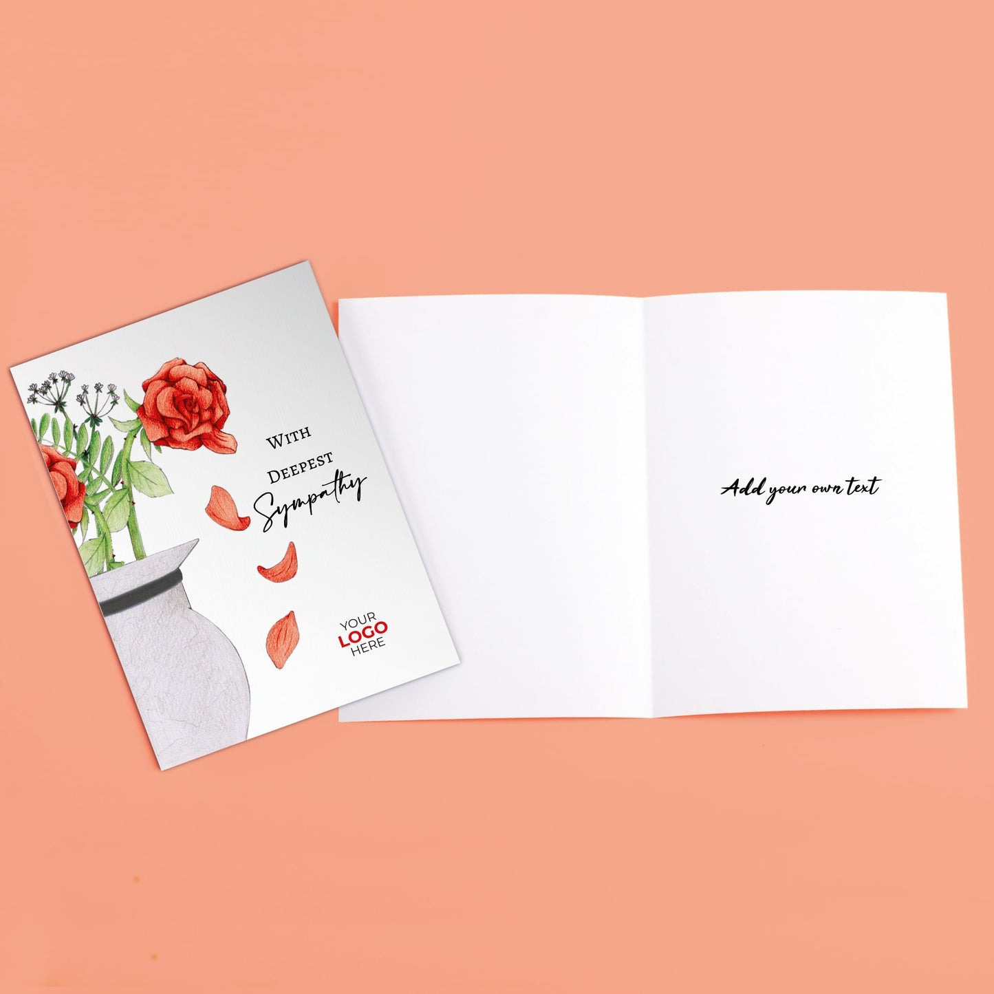‘Falling Petals’ Personalised Corporate Branded Sympathy Greeting Cards image 3