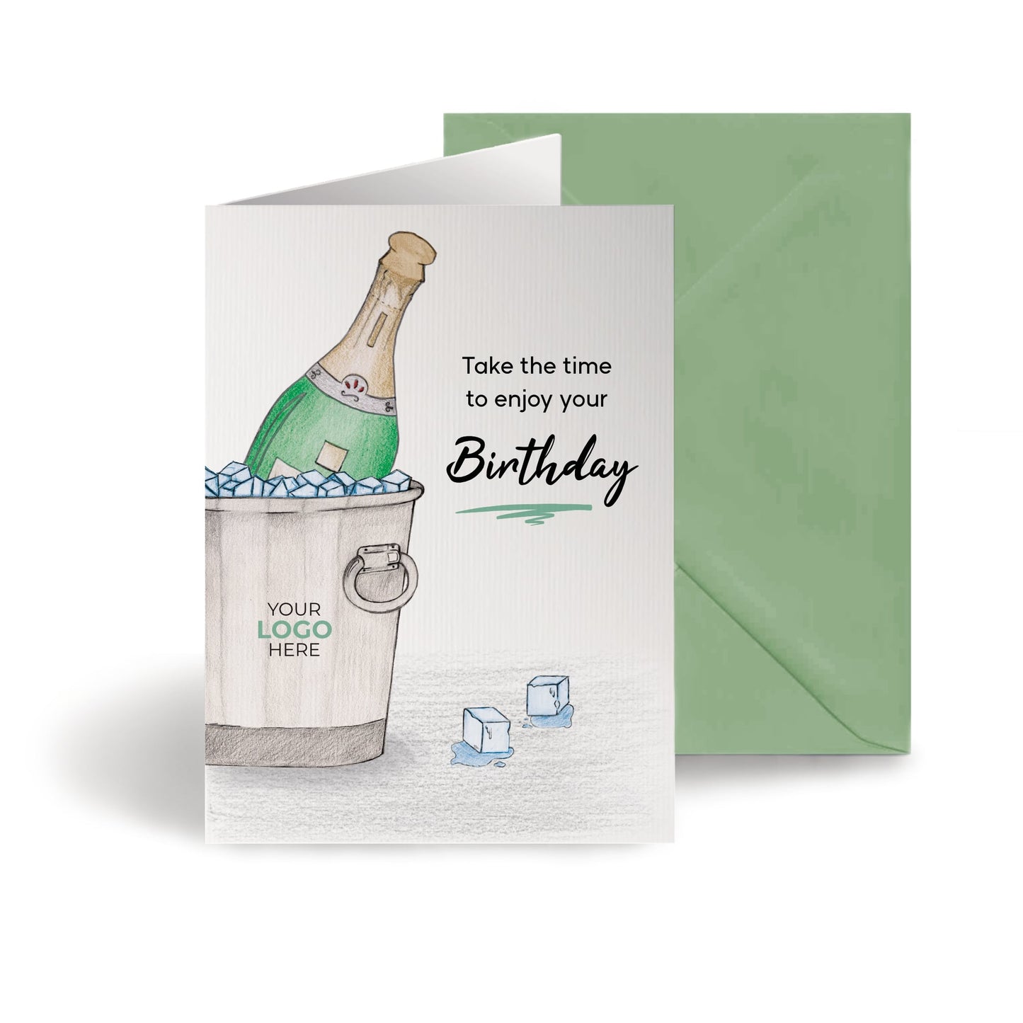‘Bottle on Ice’ Personalised Corporate Branded Birthday Greeting Cards image 0