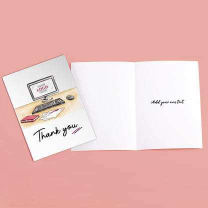 ‘Computer Desk’ Personalised Corporate Branded Financial Greeting Cards image 3