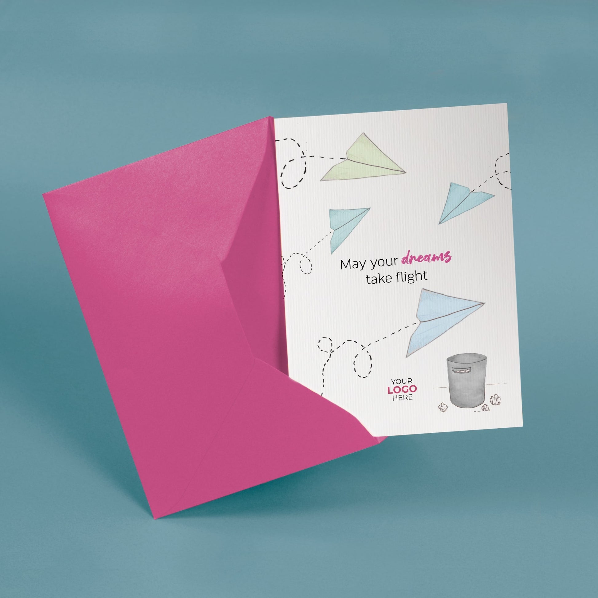 ‘Paper Plane’ Personalised Corporate Branded Education Greeting Cards image 2