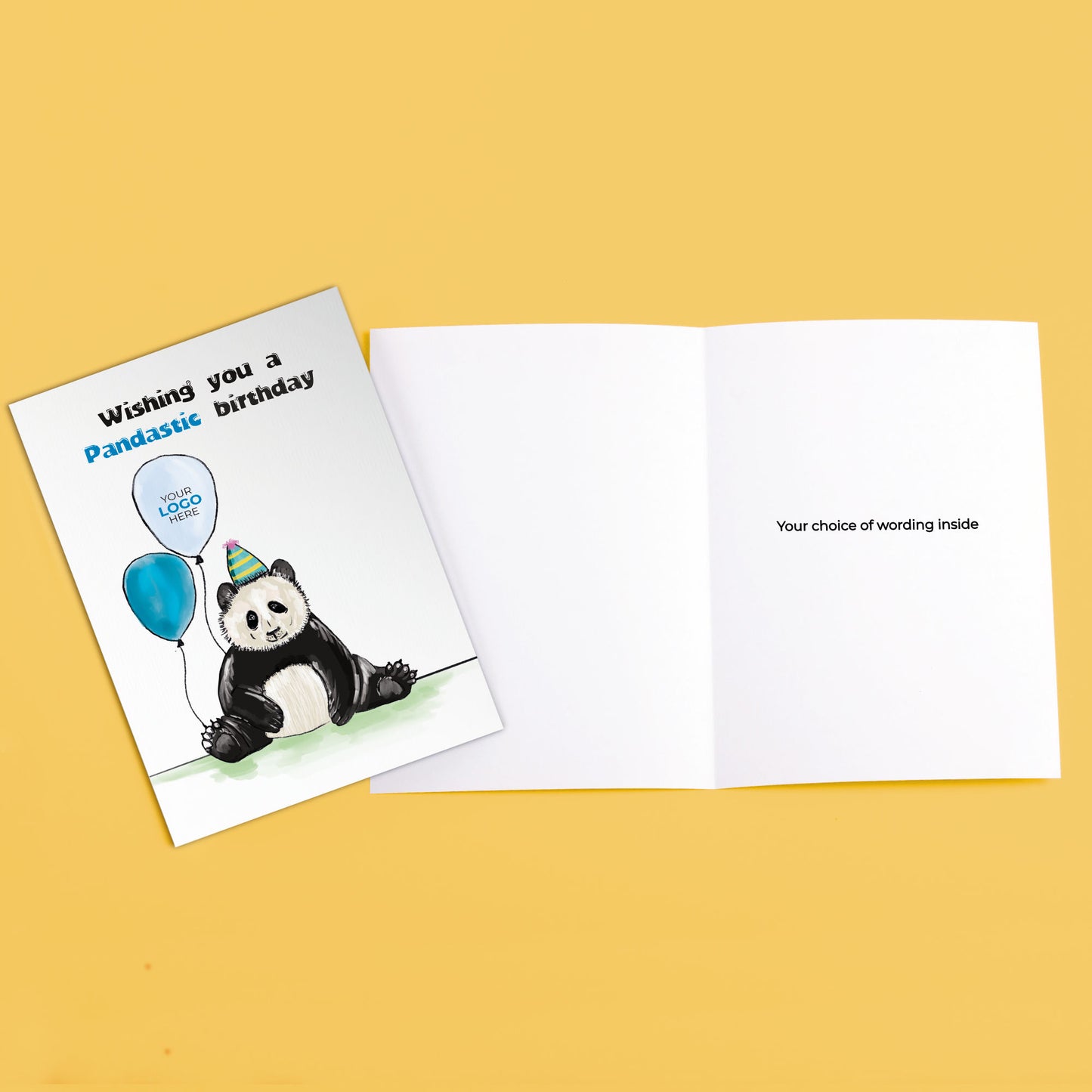 ‘Panda Birthday Balloons’ Business Birthday Cards image 3