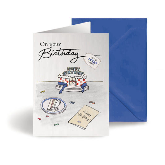 ‘Cake Slice’ Personalised Corporate Branded Birthday Greeting Cards image 0
