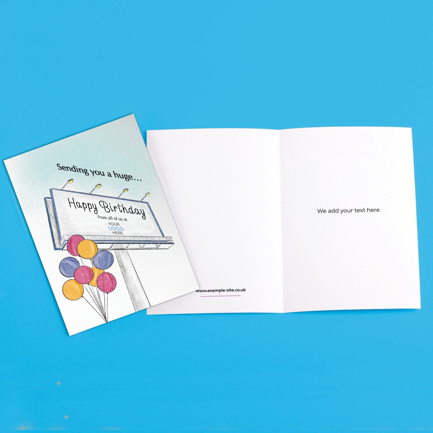 ‘Billboard & Balloons’ Personalised Corporate Branded Birthday Greeting Cards image 3