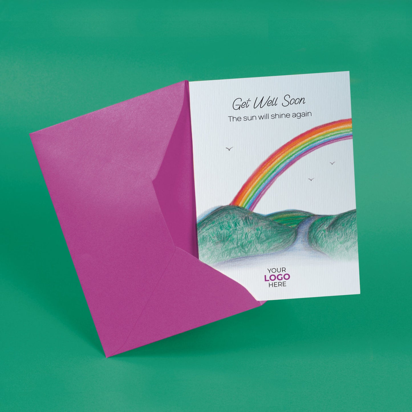 ‘Rainbow’ Personalised Corporate Branded Health Care Greeting Cards image 2