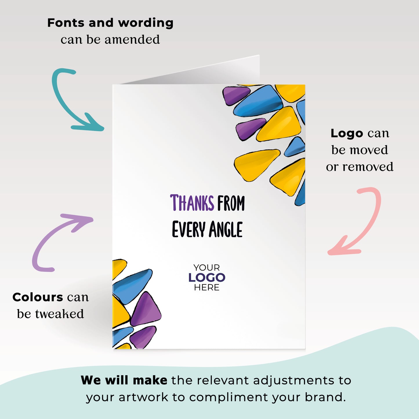 ‘Colourful Triangles’ Business Thank You Cards image 2