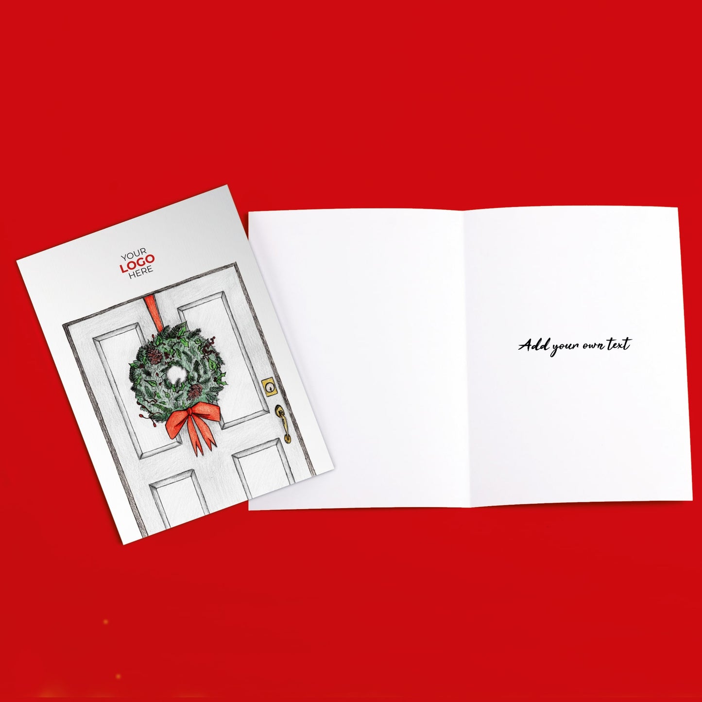 ‘Wreath on Door’  Customised Corporate Christmas Cards image 3