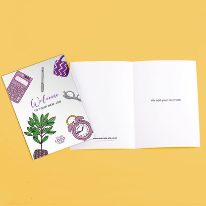 ‘Office Items’ Personalised Corporate Branded Welcome Greeting Cards image 3
