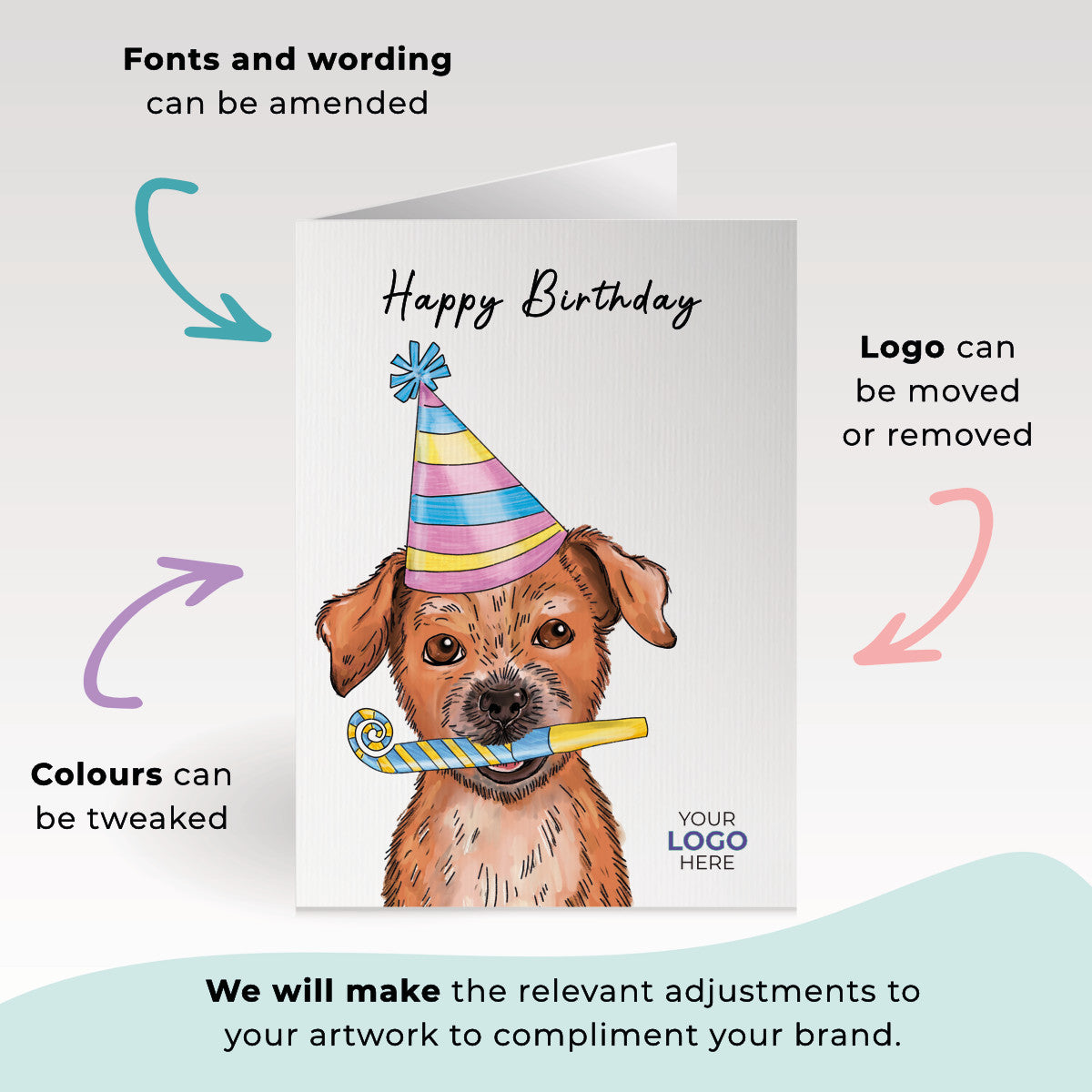 ‘Dog & Party Whistle' Business Birthday Cards image 2