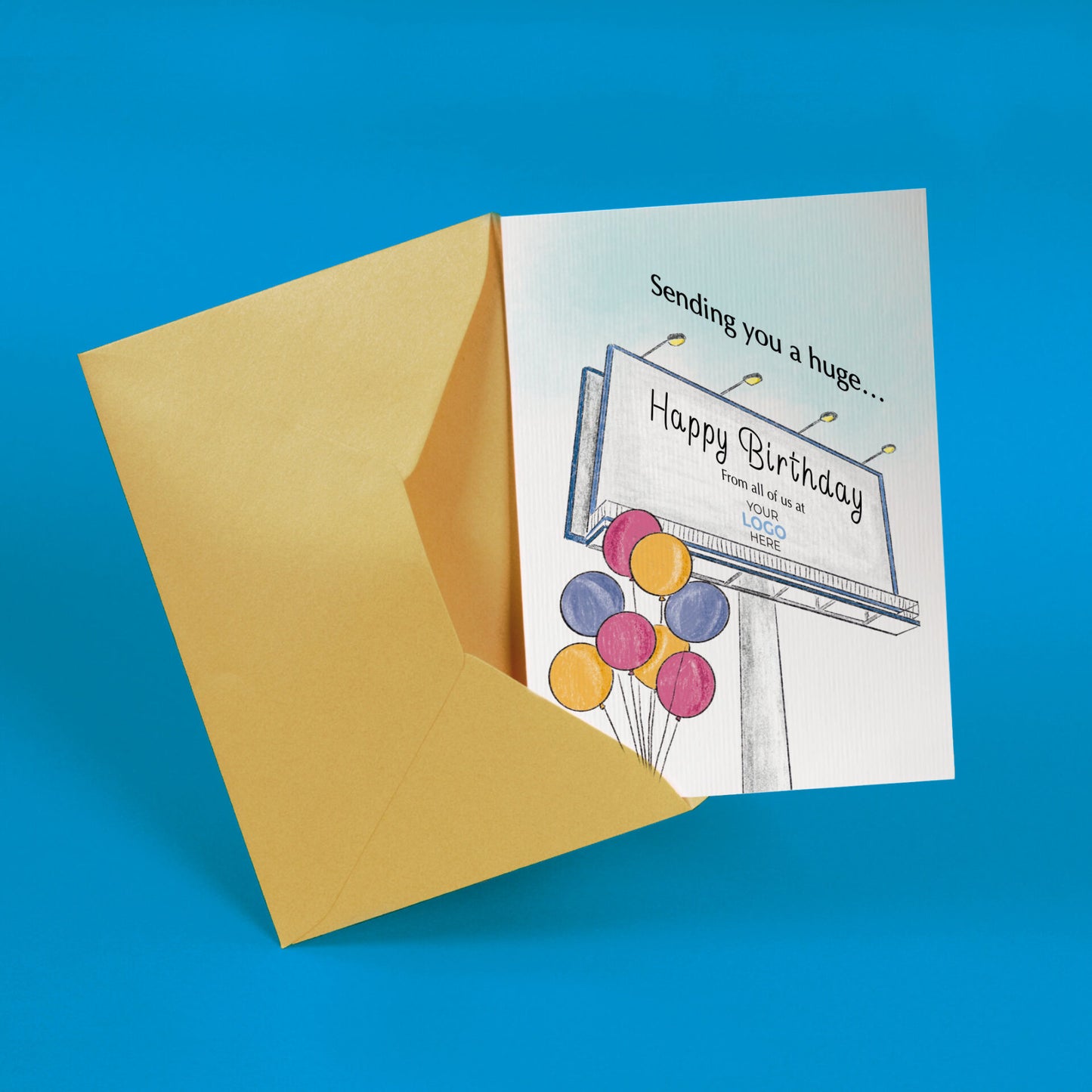 ‘Billboard & Balloons’ Personalised Corporate Branded Birthday Greeting Cards image 2