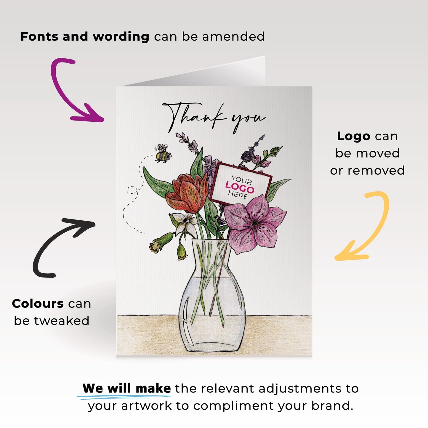 ‘Vase of Flowers’ Business Thank You Cards image 1