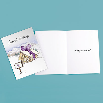‘Cabin in the Snow’ Personalised Corporate Branded Property Greeting Cards image 3