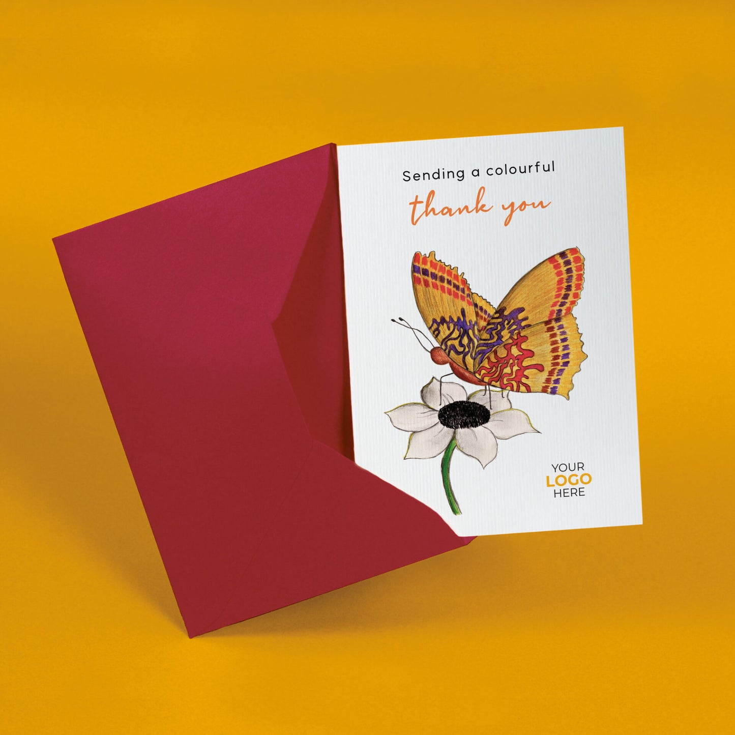 ‘Butterfly on Flower’  Business Thank You Cards image 2