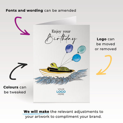 ‘Speedy Tortoise’ Personalised Corporate Branded Birthday Greeting Cards image 1