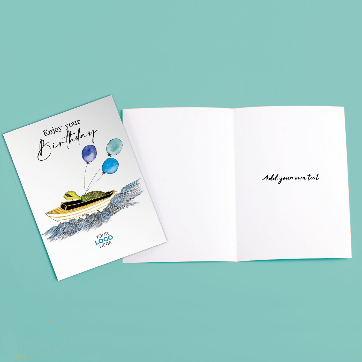 ‘Speedy Tortoise’ Personalised Corporate Branded Birthday Greeting Cards image 3