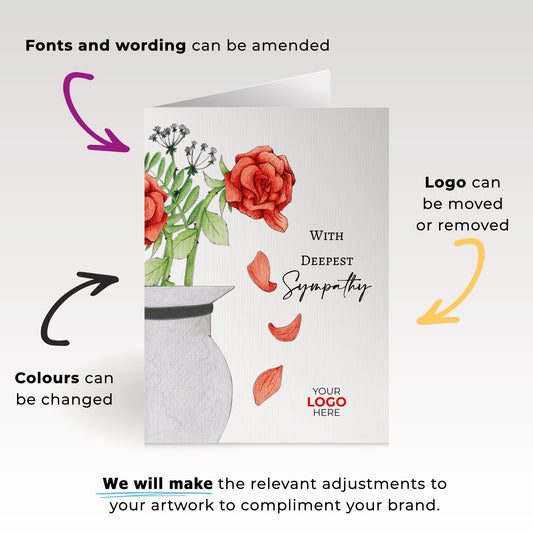 ‘Falling Petals’ Personalised Corporate Branded Sympathy Greeting Cards image 1