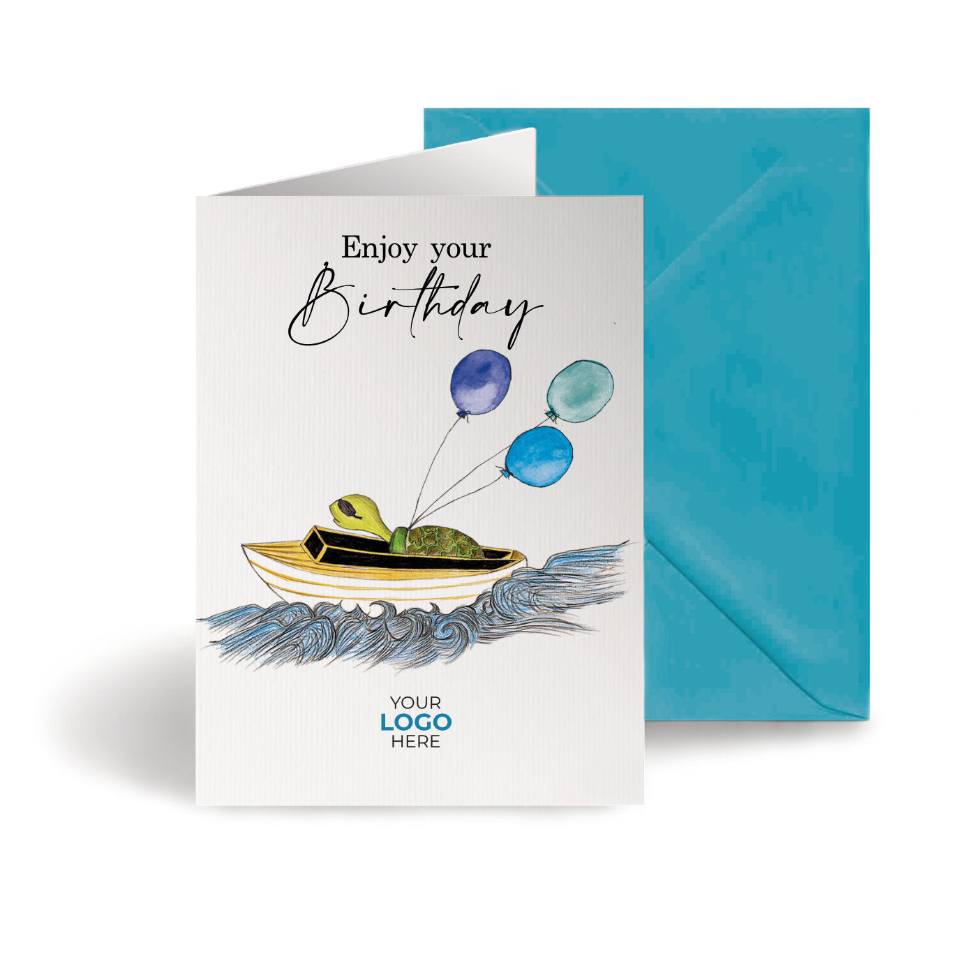 ‘Speedy Tortoise’ Personalised Corporate Branded Birthday Greeting Cards image 0