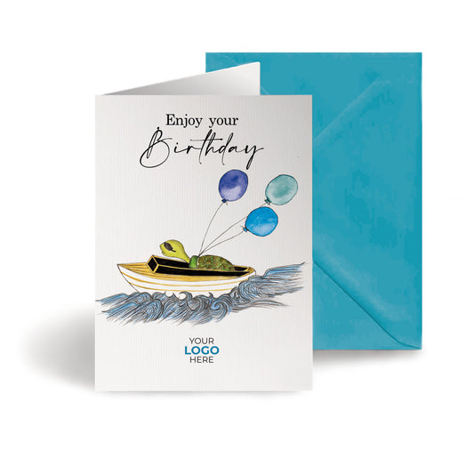 ‘Speedy Tortoise’ Personalised Corporate Branded Birthday Greeting Cards image 0