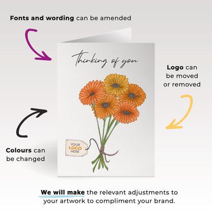 ‘Bunch of Flowers’ Personalised Corporate Branded Sympathy Greeting Cards image 1