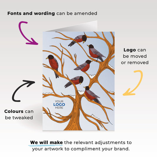 ‘Birds on Tree’  Customised Corporate Christmas Cards image 1
