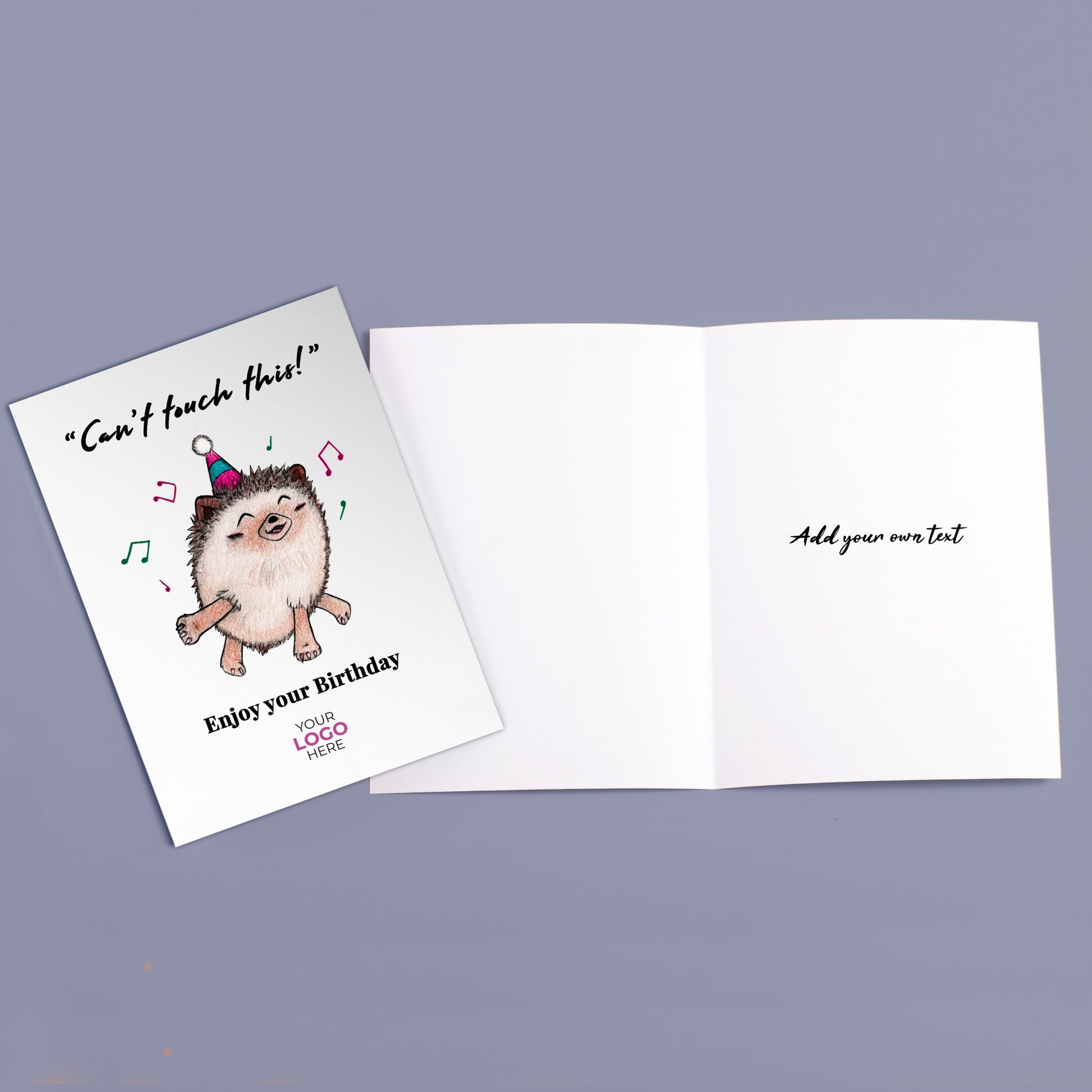 ‘Hedgehogs Dance’ Personalised Corporate Branded Birthday Greeting Cards image 2
