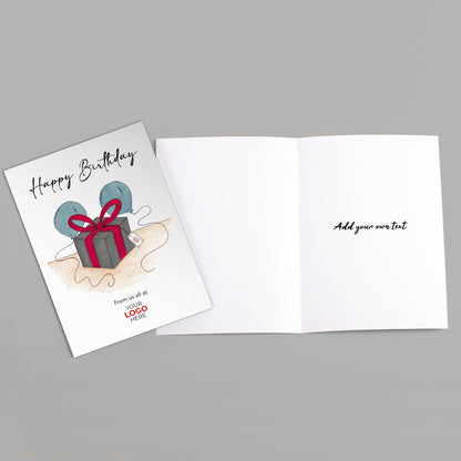 ‘Present & Balloons’ Personalised Corporate Branded Birthday Greeting Cards image 1