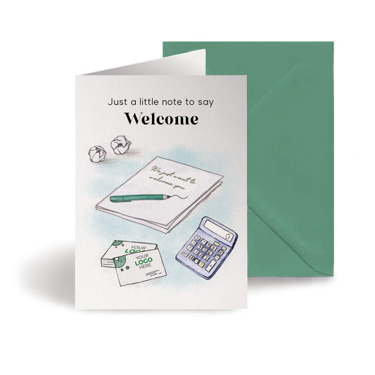 ‘Note & Business Cards’ Personalised Corporate Branded Welcome Greeting Cards image 0